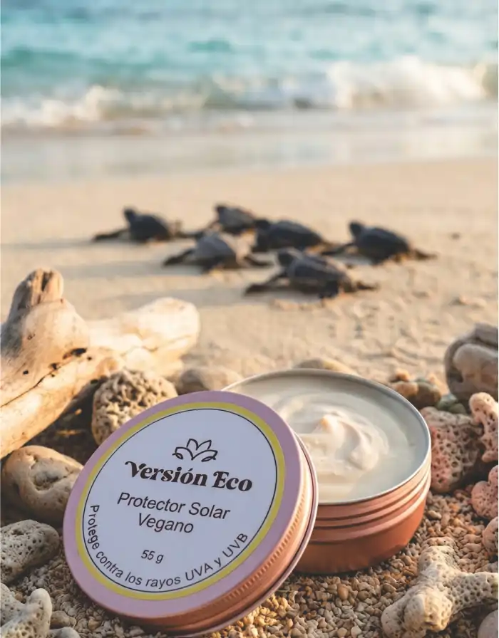 Protector solar vegano de origen natural para cuidado diario de la piel.